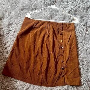 Brown Corduroy‎ Retro 70s Boho Hippie Cottage Core Indie Festival Mini Skirt